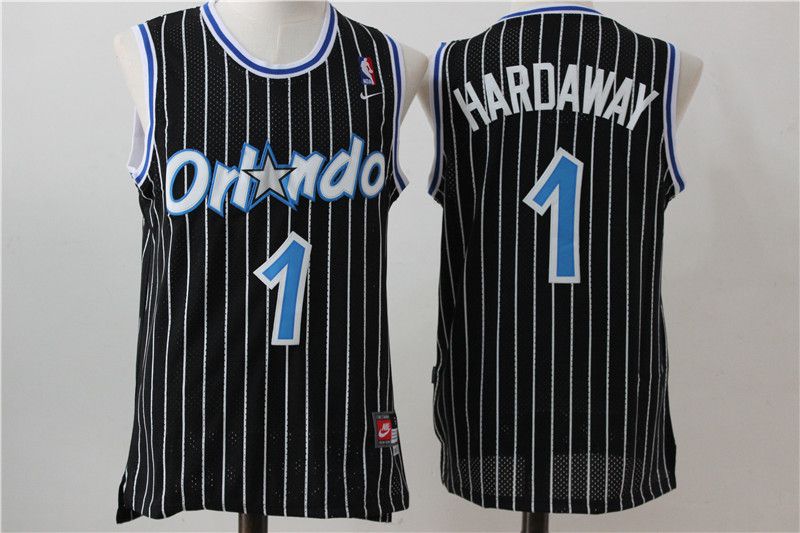 Men Orlando Magic #1 Hardaway Black Stripe Throwback NBA Jersey->orlando magic->NBA Jersey